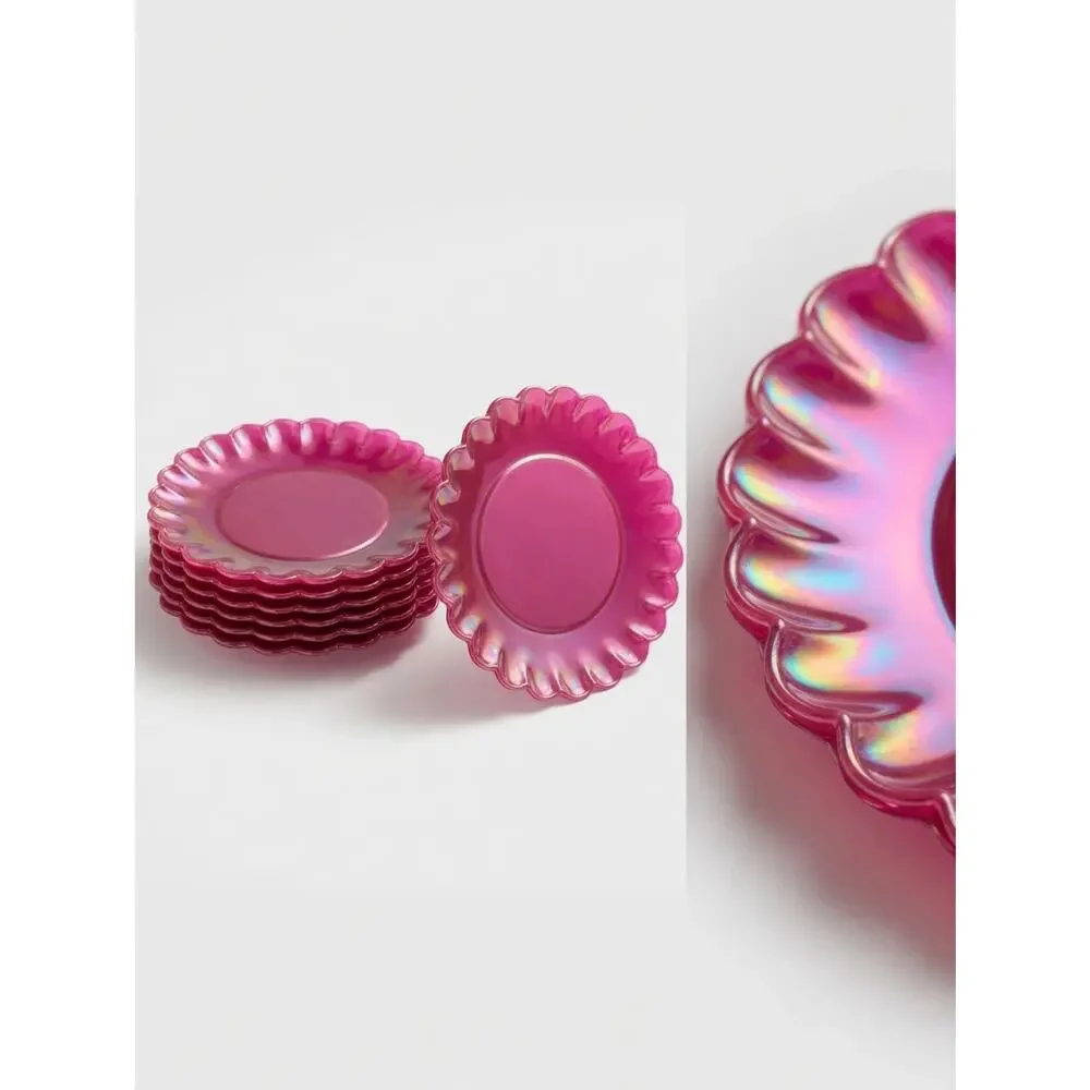 Celebrate Easter Pink Iridescent Scalloped Plates (16 pc Value Pack)